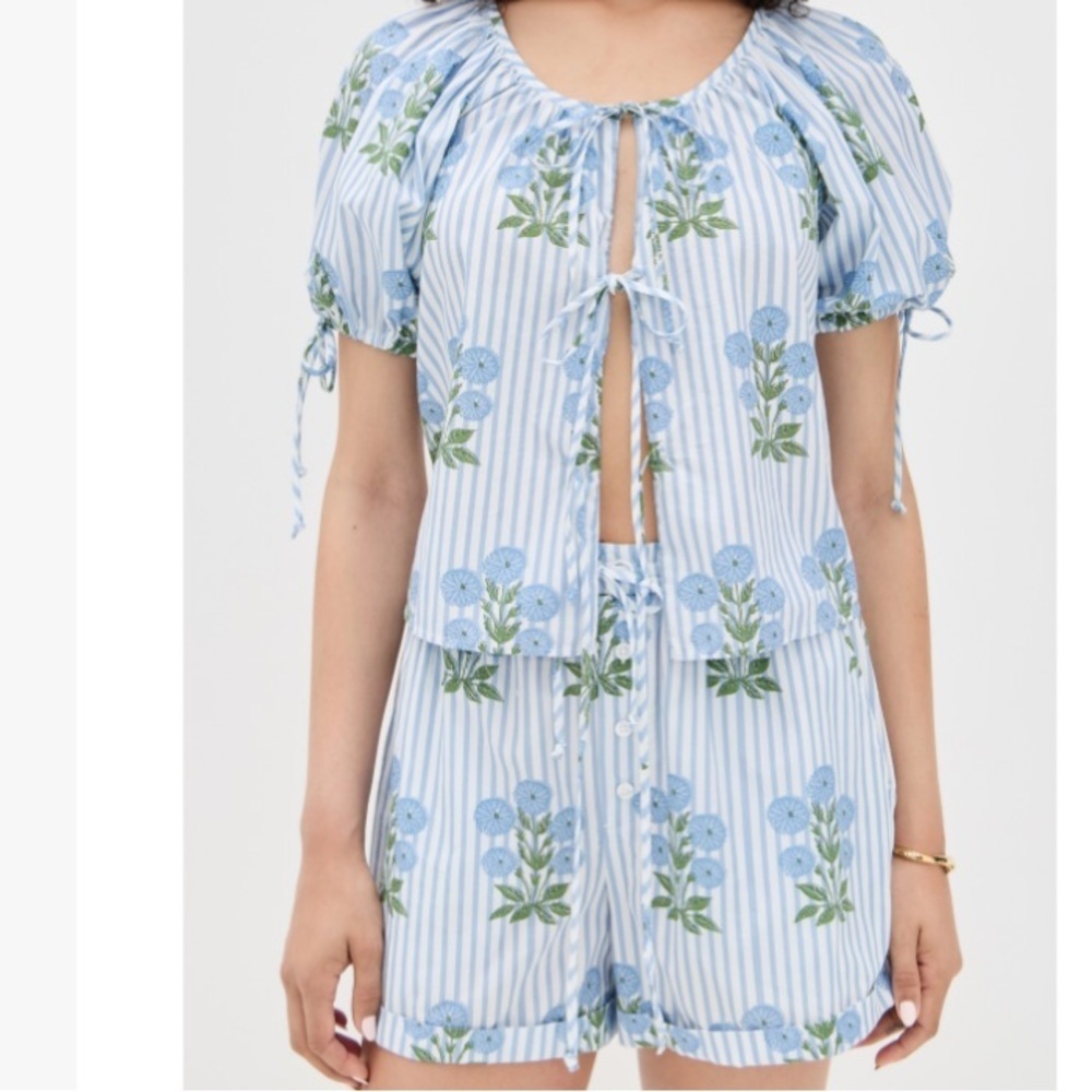 Saylor Rheese Block Print Top + Regan Block Print Shorts Set Coastal size XL